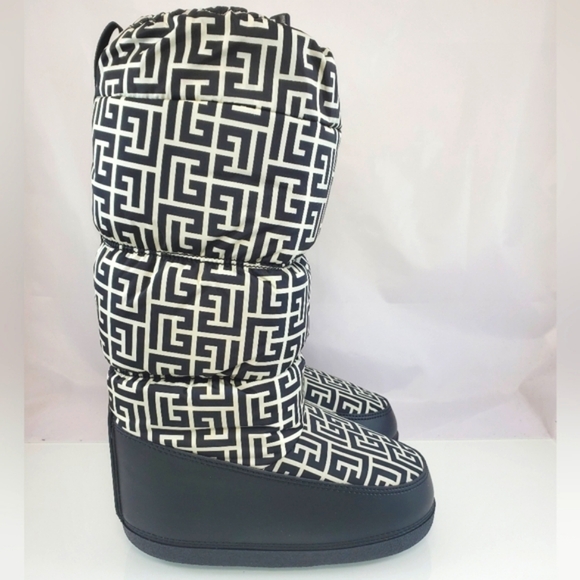 NWT$795 Balmain Monogram Logo Nylon Drawstring Ski Winter Boots Sz 5-7 - Picture 8 of 15